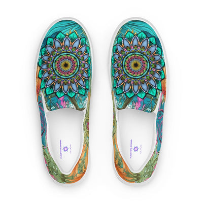 Aquamarine Mandala women’s slip - on canvas shoes - Flowstate Apparel