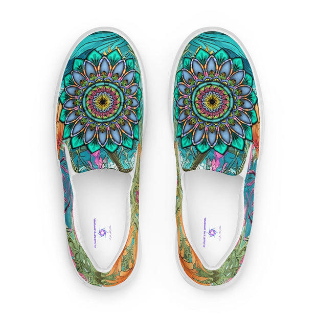 Aquamarine Mandala women’s slip - on canvas shoes - Flowstate Apparel