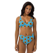 Blue Sunflower Recycled high - waisted bikini - Martin K Designs