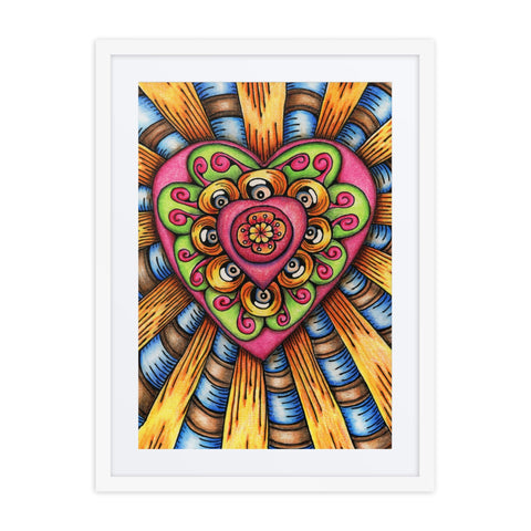 Bursting Heart framed print with mat - Martin K Designs