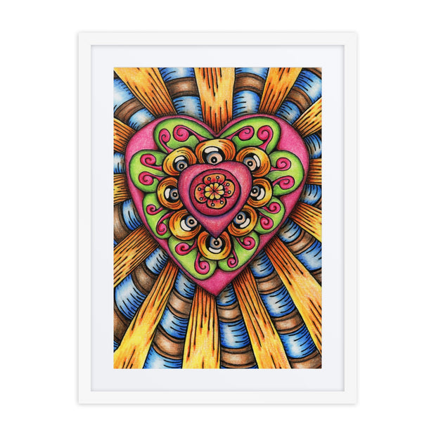 Bursting Heart framed print with mat - Martin K Designs