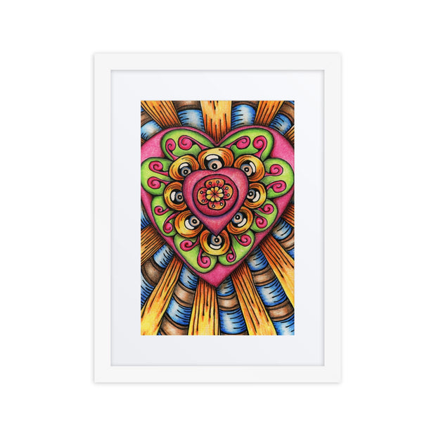 Bursting Heart framed print with mat - Martin K Designs