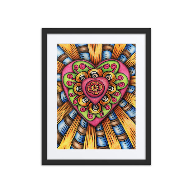 Bursting Heart framed print with mat - Martin K Designs