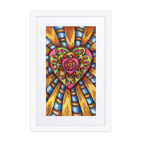 Bursting Heart framed print with mat - Martin K Designs
