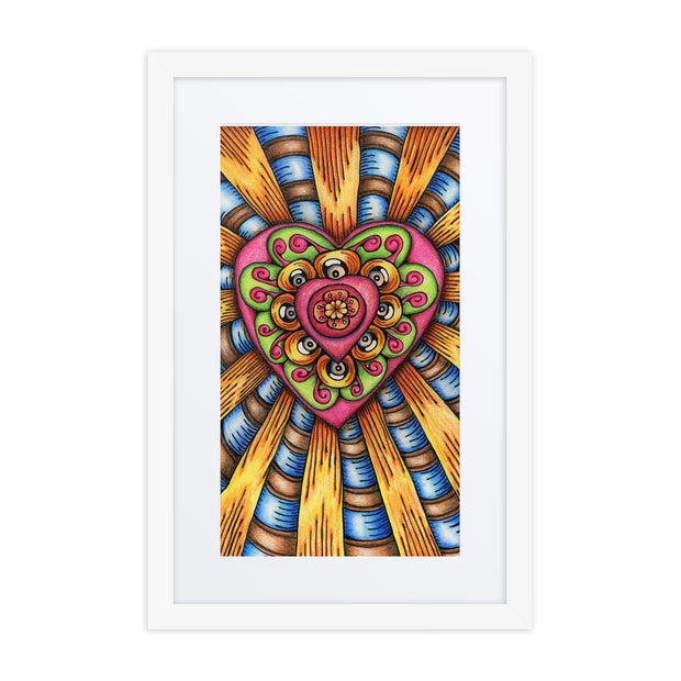 Bursting Heart framed print with mat - Martin K Designs
