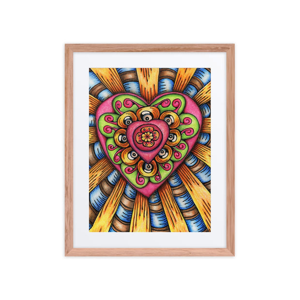 Bursting Heart framed print with mat - Martin K Designs