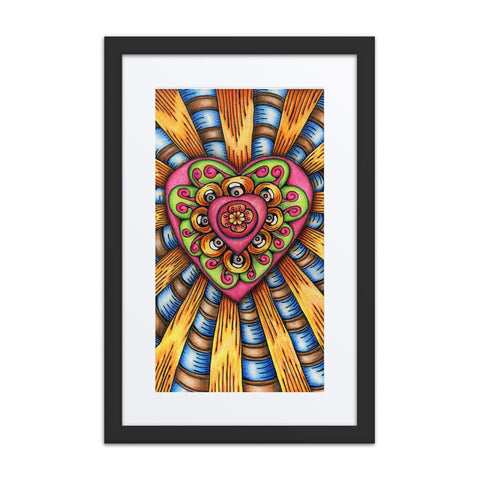 Bursting Heart framed print with mat - Martin K Designs