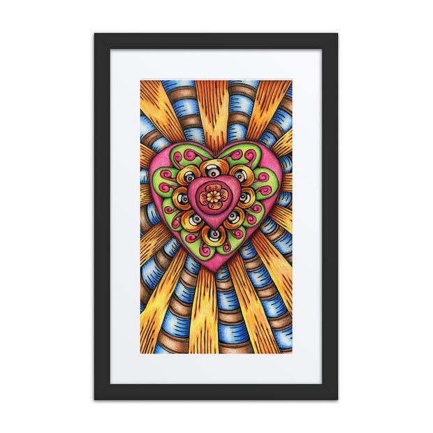 Bursting Heart framed print with mat - Martin K Designs
