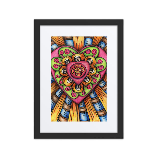 Bursting Heart framed print with mat - Martin K Designs
