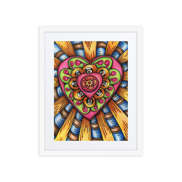 Bursting Heart framed print with mat - Martin K Designs