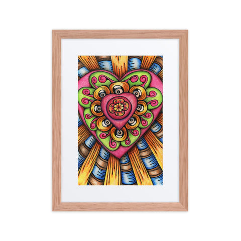 Bursting Heart framed print with mat - Martin K Designs
