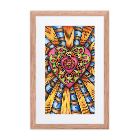 Bursting Heart framed print with mat - Martin K Designs