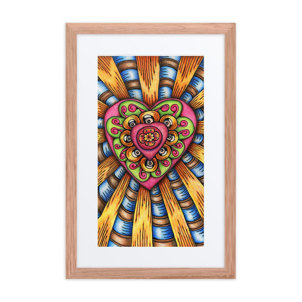 Bursting Heart framed print with mat - Martin K Designs