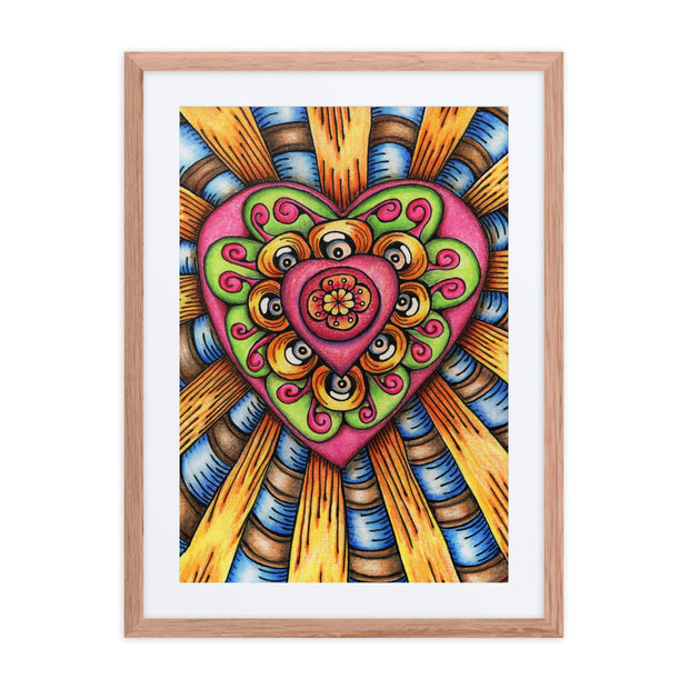 Bursting Heart framed print with mat - Martin K Designs