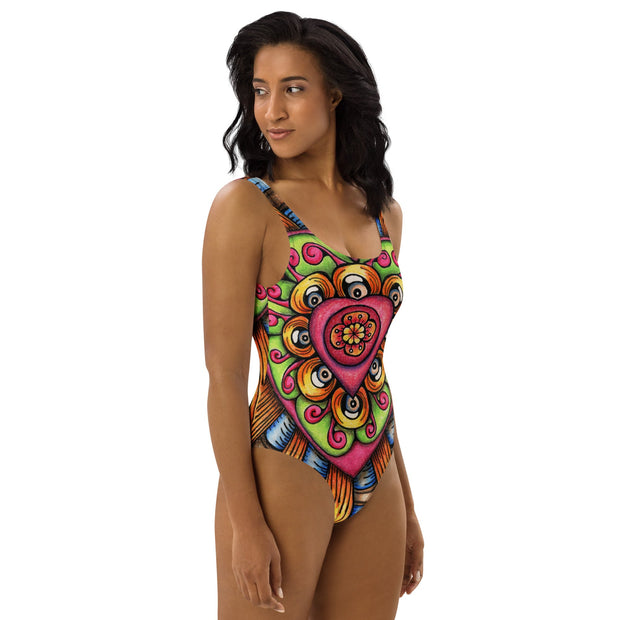 Bursting Heart One - Piece Swimsuit - Martin K Designs