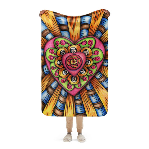 Bursting Heart Sherpa blanket - Martin K Designs