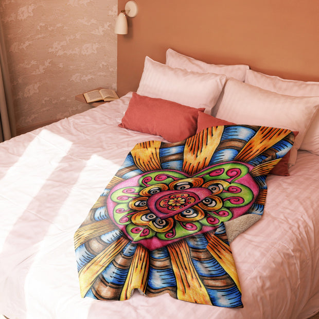 Bursting Heart Sherpa blanket - Martin K Designs
