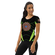 Circus Mandala Black Women's Athletic T-shirt - Martin K Designs