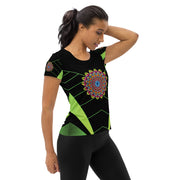 Circus Mandala Black Women's Athletic T-shirt - Martin K Designs