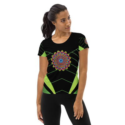 Circus Mandala Black Women's Athletic T-shirt - Martin K Designs