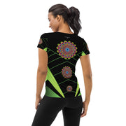 Circus Mandala Black Women's Athletic T-shirt - Martin K Designs