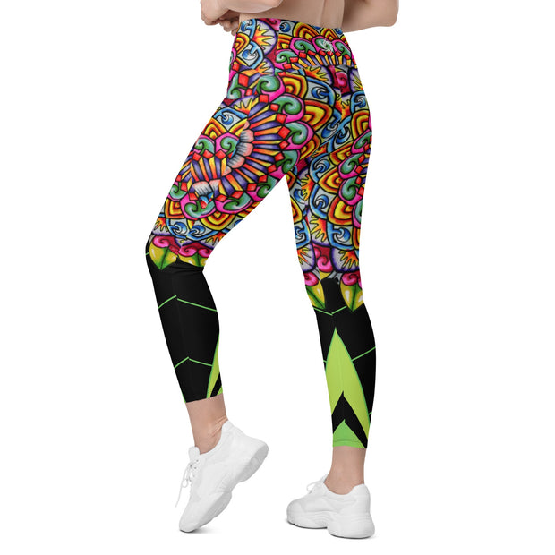 Circus Mandala High Rise Capri Leggings with pockets - Martin K Designs