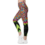Circus Mandala High Rise Capri Leggings with pockets - Martin K Designs