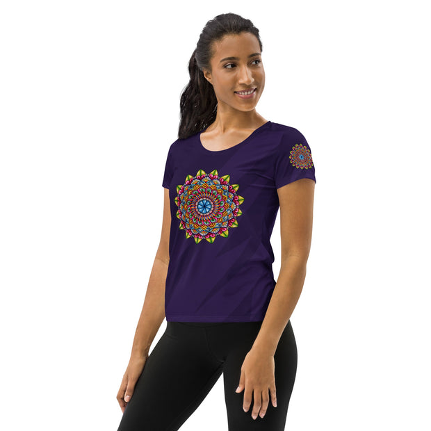 Circus Mandala Navy Women's Athletic T-shirt - Martin K Designs