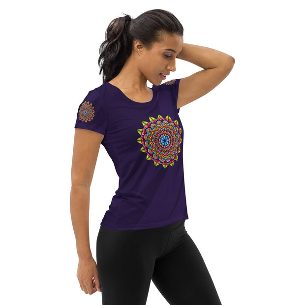 Circus Mandala Navy Women's Athletic T-shirt - Martin K Designs