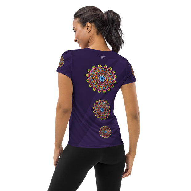 Circus Mandala Navy Women's Athletic T-shirt - Martin K Designs