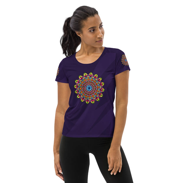 Circus Mandala Navy Women's Athletic T-shirt - Martin K Designs