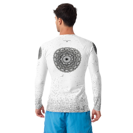 Rhythmic Pulse Men's Rash Guard - geometric artwork pattern
