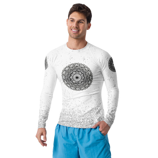 Rhythmic Pulse Men's Rash Guard - geometric artwork pattern
