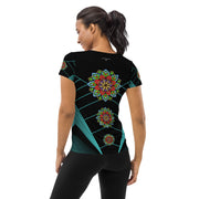 Ecstatic Mandala Black Women's Athletic T-shirt - Martin K Designs