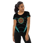 Ecstatic Mandala Black Women's Athletic T-shirt - Martin K Designs