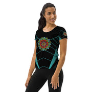 Ecstatic Mandala Black Women's Athletic T-shirt - Martin K Designs