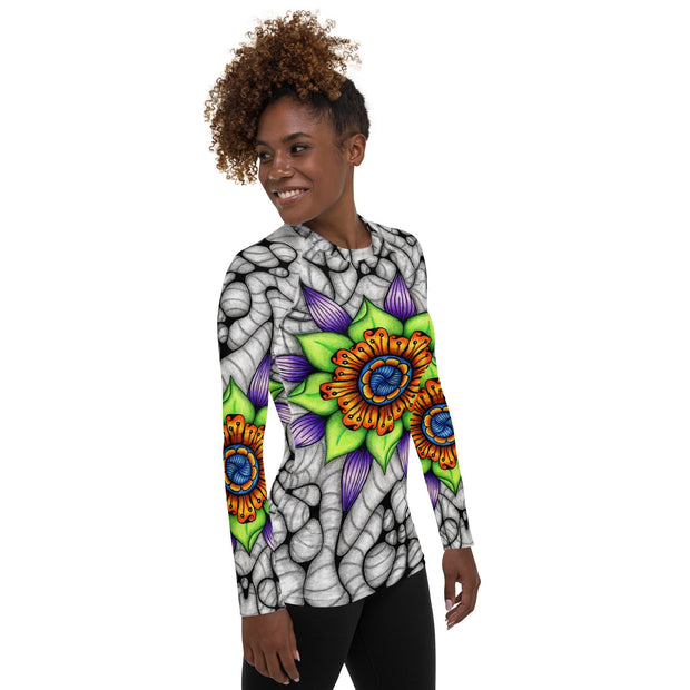 Ethereal Mandala Women's Rash Guard - Martin K Designs