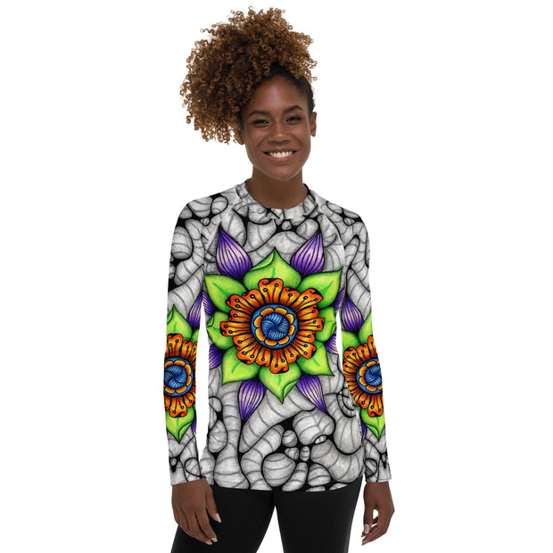 Ethereal Mandala Women's Rash Guard - Martin K Designs