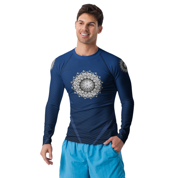 Flower Of Life II Mandala Men's Rash Guard - Martin K Designs