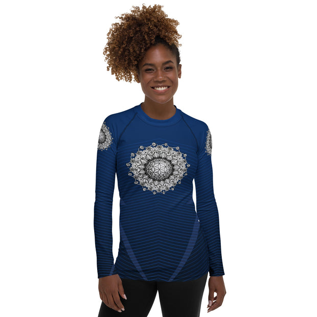 Flower Of Life II Mandala Women's Rash Guard - Martin K Designs
