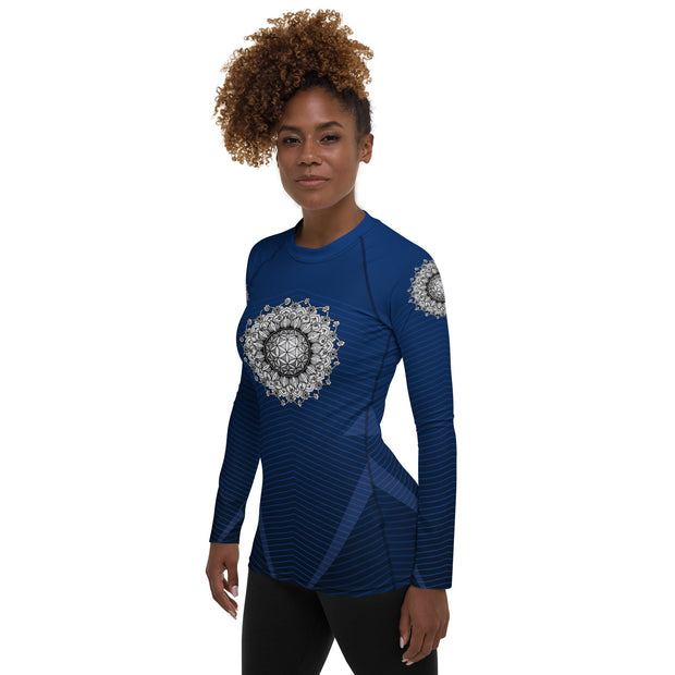 Flower Of Life II Mandala Women's Rash Guard - Martin K Designs