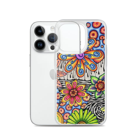 Flowers Over Dark Clear Case for iPhone® - Martin K Designs