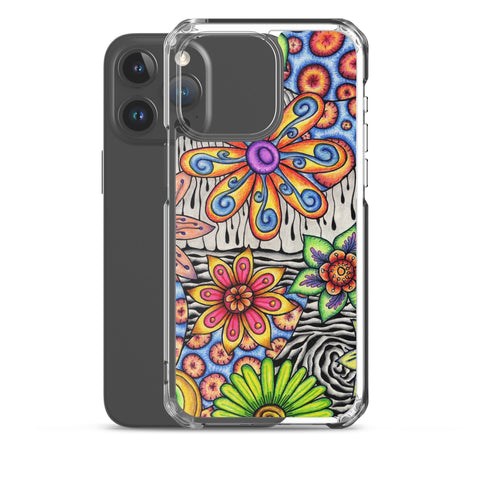 Flowers Over Dark Clear Case for iPhone® - Martin K Designs