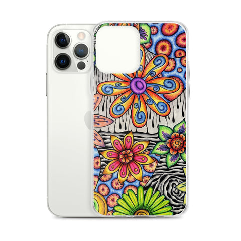 Flowers Over Dark Clear Case for iPhone® - Martin K Designs