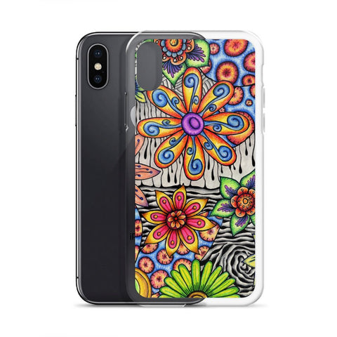 Flowers Over Dark Clear Case for iPhone® - Martin K Designs