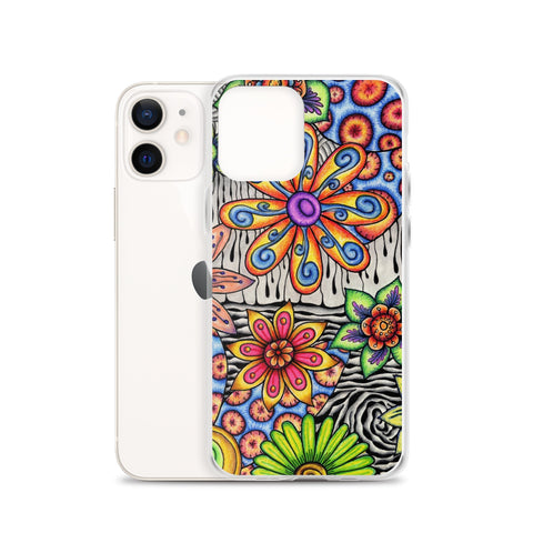 Flowers Over Dark Clear Case for iPhone® - Martin K Designs