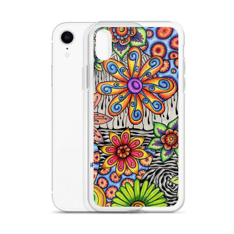 Flowers Over Dark Clear Case for iPhone® - Martin K Designs