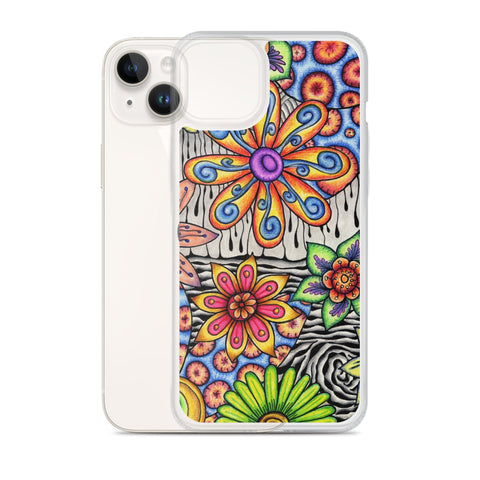 Flowers Over Dark Clear Case for iPhone® - Martin K Designs