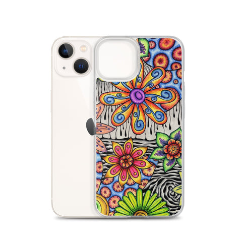 Flowers Over Dark Clear Case for iPhone® - Martin K Designs