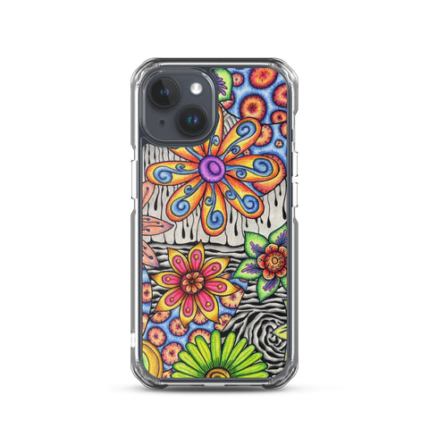Flowers Over Dark Clear Case for iPhone® - Martin K Designs